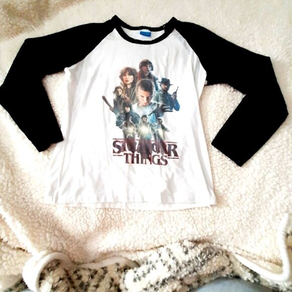 Stranger things sz large baseball Jersey Top - Picture 1 of 3